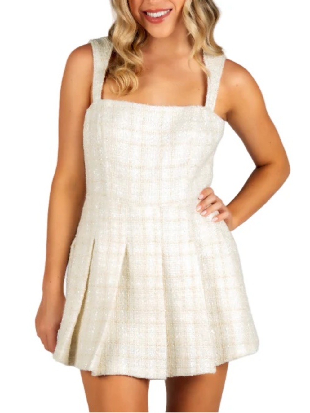 KYLIE ROMPER - WHITE TWEED
